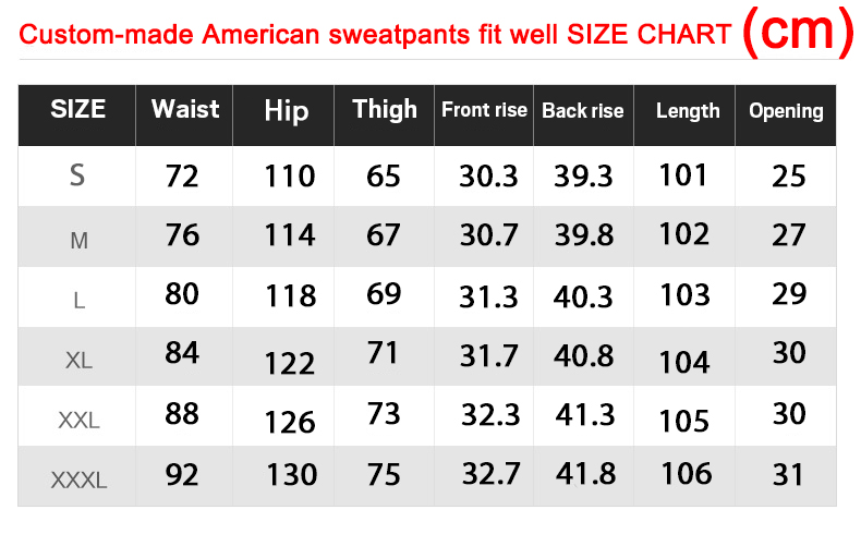 Custom sales size sweatpants