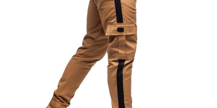 Hot sales large pockets elastic cargo pants (4)